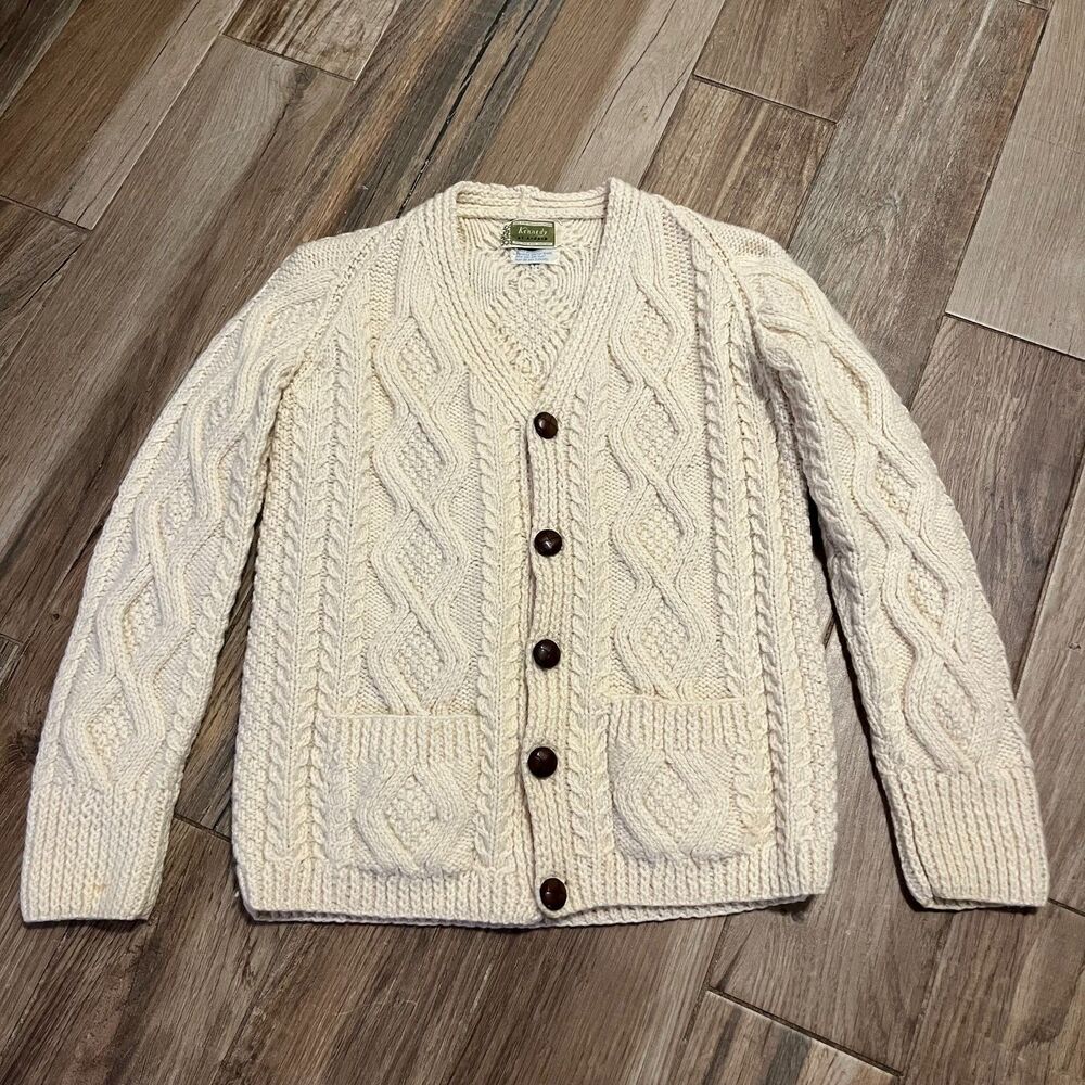 Kennedy of Ardara Vintage 100% Wool Sweater Button Down Republic of Ireland Lg - Picture 8 of 8